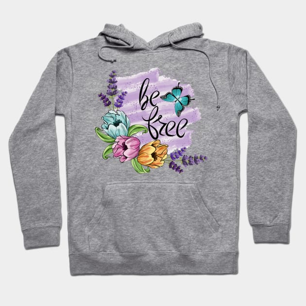 Be Free - Floral Art Hoodie by Designoholic